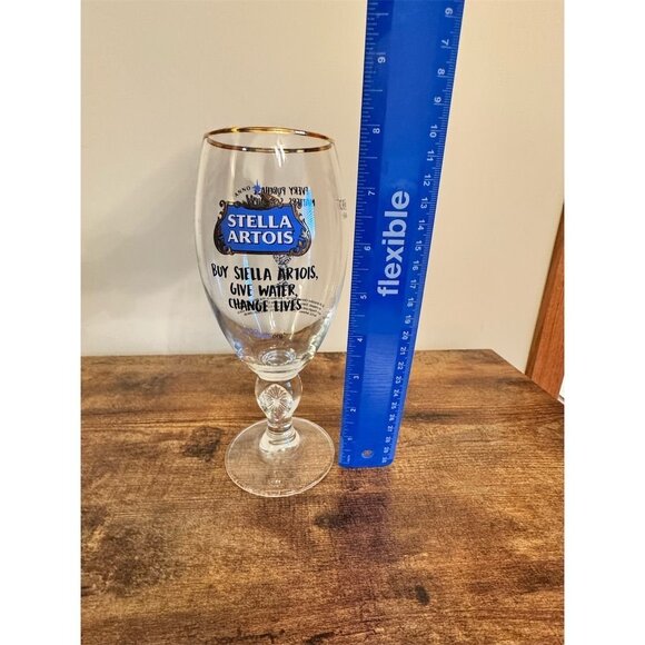 Stella Artois Limited Edition Chalice Glass 40cl Blue Gold Rim - Picture 2 of 7